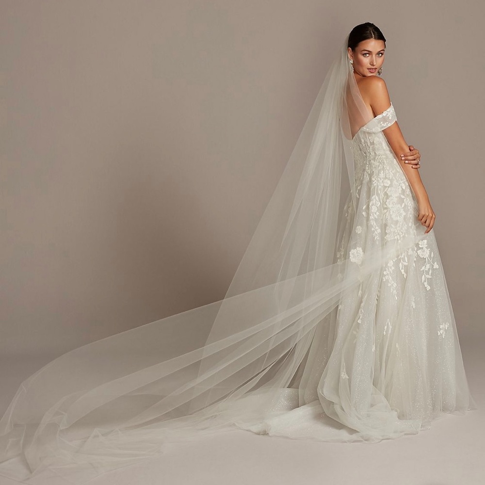 Raw-Edge Tulle Cathedral-Length Veil